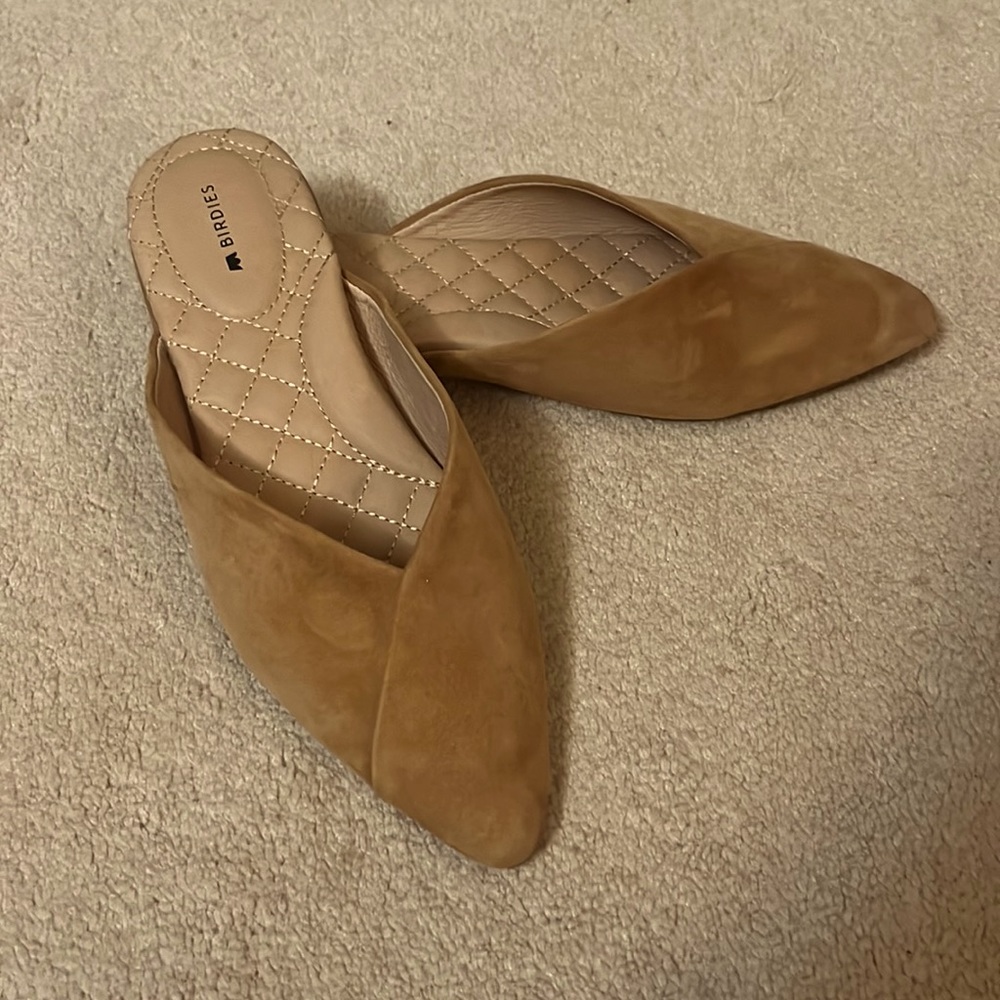 Birdies size 7 suede pointed toe mule- “The Swan”